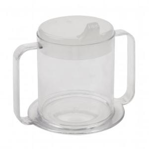 Clear Non Spill two handle cup is available through The Comfort Zone Mobility Aids & Spas in Port Alberni, Vancouver Island, BC. Call for information and pricing 250 724 4477 or email info@albernicomfortzone.com